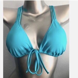PINK Victorias Secret Ibiza Blue Macrame Strappy Front Close Bikini Top Small S